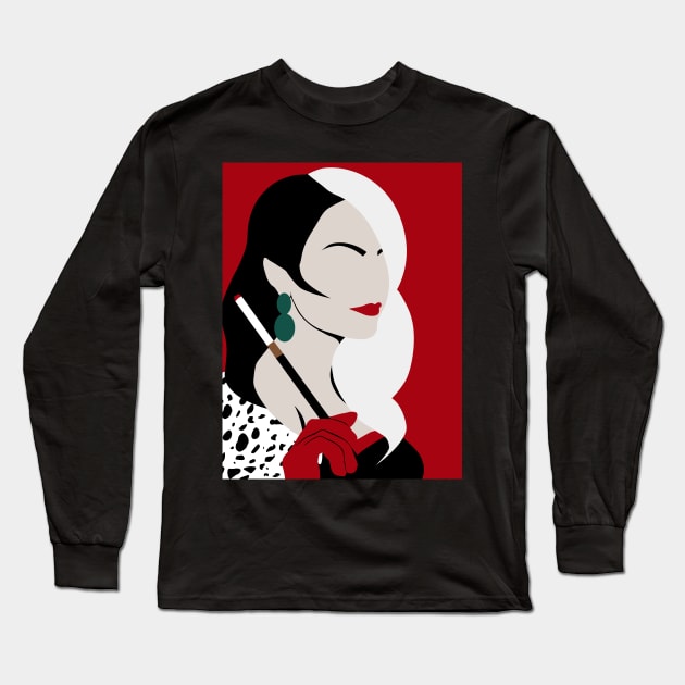 Minimalist Cruella De Vil Long Sleeve T-Shirt by PaprikaPanda